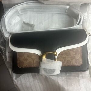 Coach Tabby Signature Canvas Black and Tan